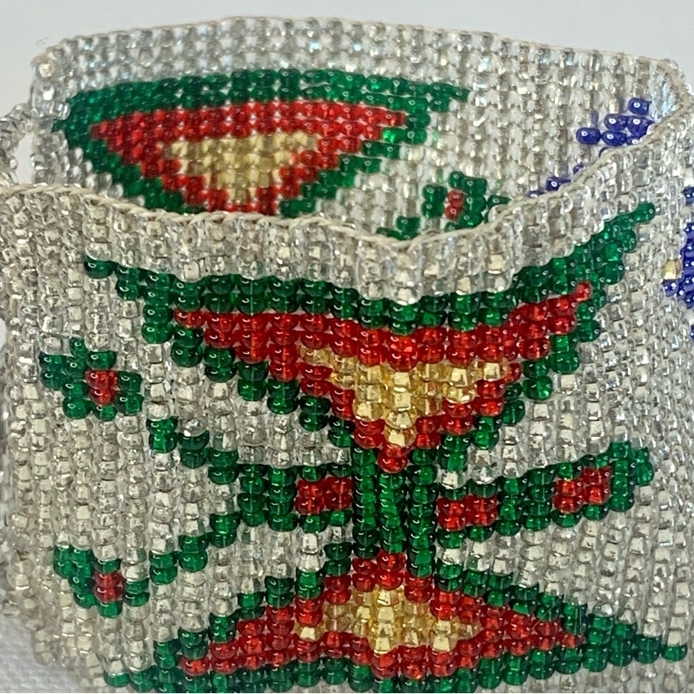 Glass Seed Bead Butterfly Cuff Bracelet Handmade Huichol Native American Style